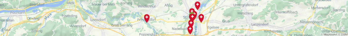 Kartenansicht für Apotheken-Notdienste in der Nähe von Karlstetten (Sankt Pölten (Land), Niederösterreich)